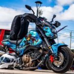 Motorcycle with custom moto wrap vinyl for personalized style and protection.