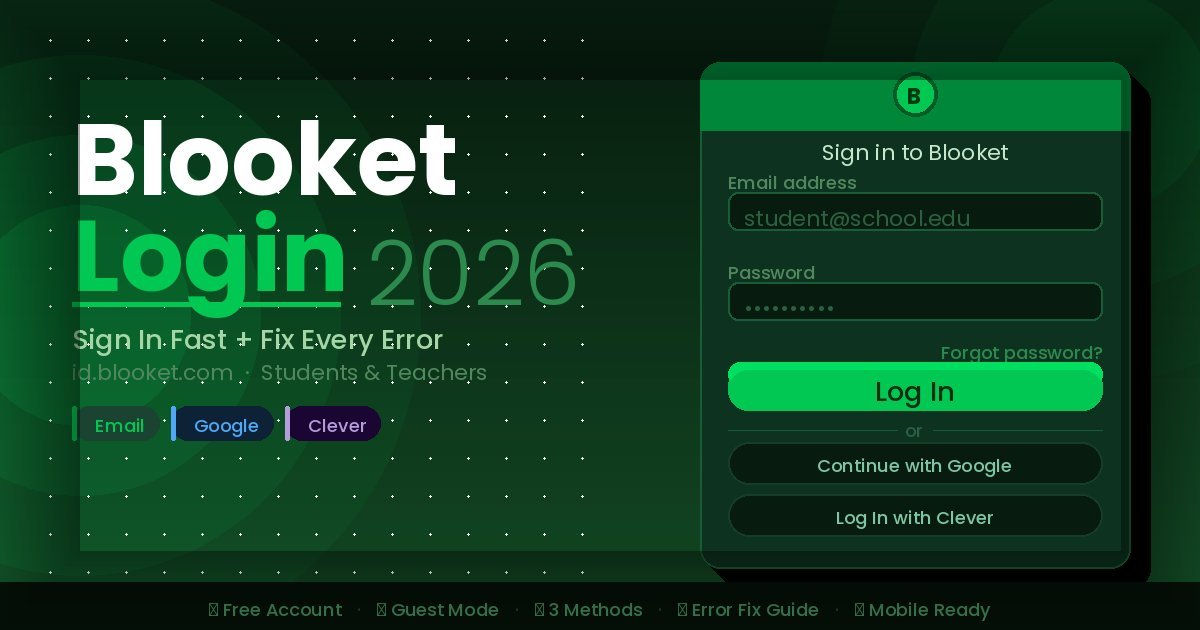 Blooket login 2026 guide showing email, Google, and Clever sign-in methods for students and teachers at id.blooket.com