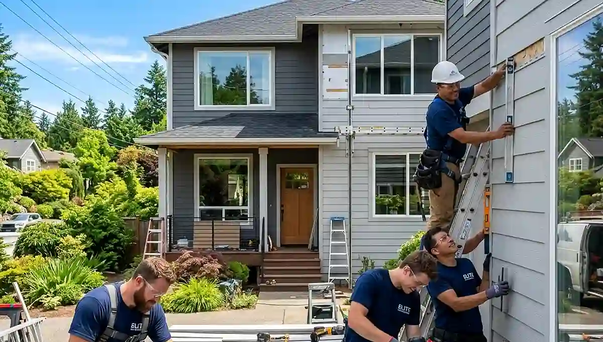 Professional siding installation on a residential home exterior
